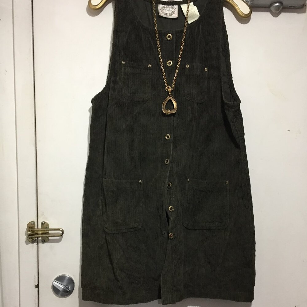 VINTAGE ERIKA CORDUROY SLEEVELESS DRESSES SIZE L